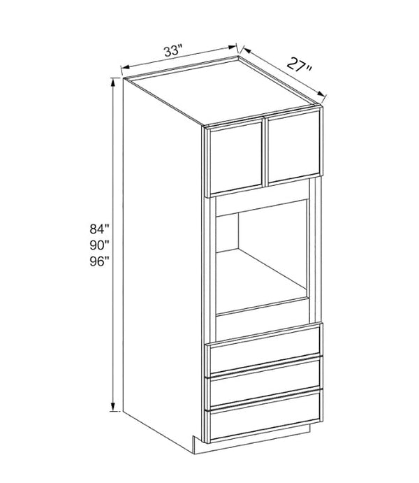 Slim Shaker White 33″ W Oven Pantry Cabinet with Three Drawers