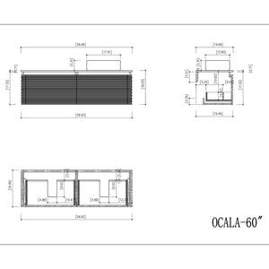 OCALA 60” CHESTNUT LEFT SINK BATHROOM VANITY