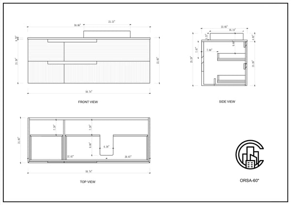 ORSA 60” WALNUT BATHROOM VANITY