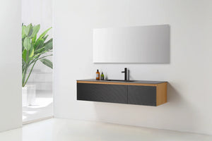 OSLO 60” MATTE BLACK/WHITEWASH BATHROOM VANITY