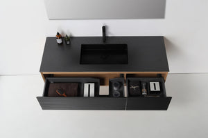 OSLO 60” MATTE BLACK/WHITEWASH BATHROOM VANITY
