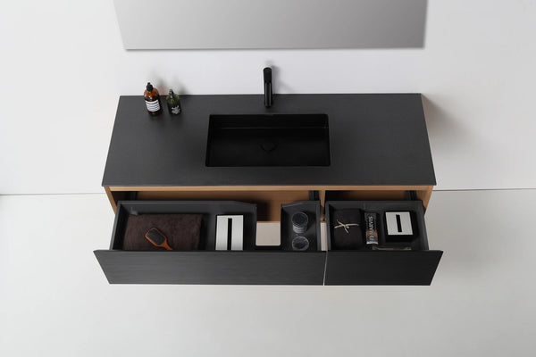 OSLO 60” MATTE BLACK/WHITEWASH BATHROOM VANITY