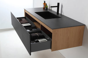 OSLO 60” MATTE BLACK/WHITEWASH BATHROOM VANITY