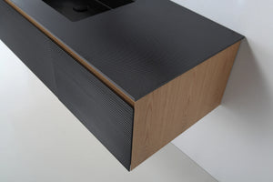 OSLO 60” MATTE BLACK/WHITEWASH BATHROOM VANITY