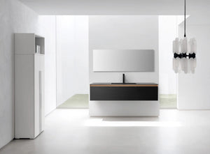 OSLO 60” MATTE BLACK/WHITEWASH BATHROOM VANITY