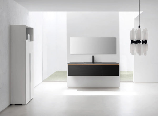 OSLO 60” MATTE BLACK/WHITEWASH BATHROOM VANITY