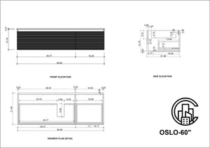 OSLO 60” MATTE BLACK/WHITEWASH BATHROOM VANITY