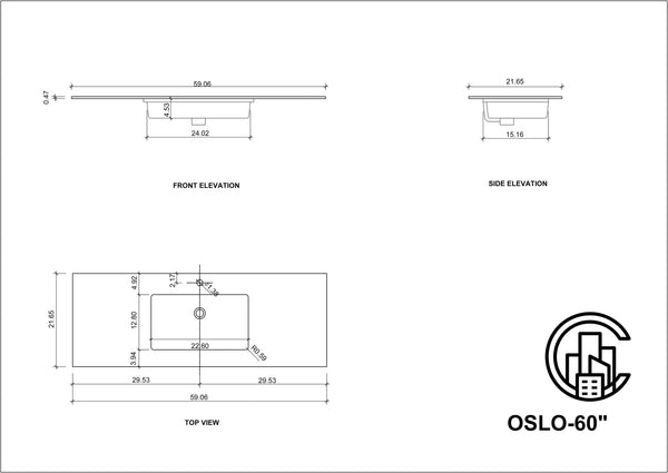 OSLO 60” SAGE GREEN/WHITEWASH BATHROOM VANITY