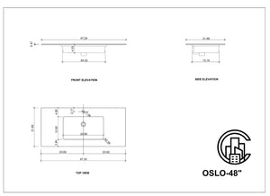 OSLO 48” MATTE BLACK/WHITEWASH BATHROOM VANITY