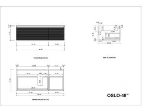OSLO 48” MATTE BLACK/WHITEWASH BATHROOM VANITY