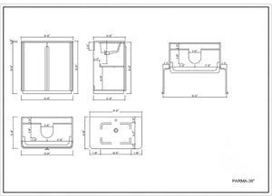 PARMA 36” NATURAL/ESPRESSO OAK TEAK BATHROOM VANITY