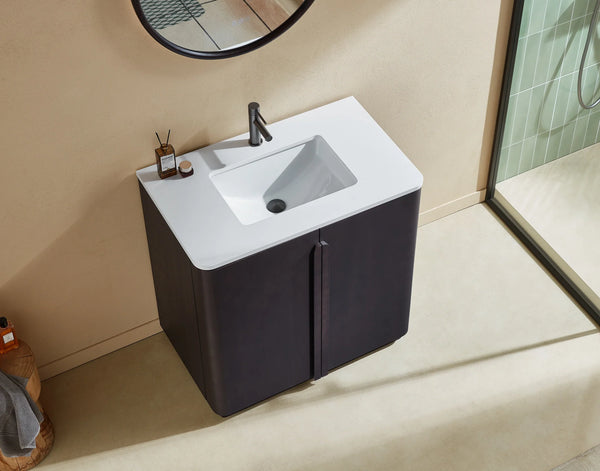 PARMA 36” NATURAL/ESPRESSO OAK TEAK BATHROOM VANITY