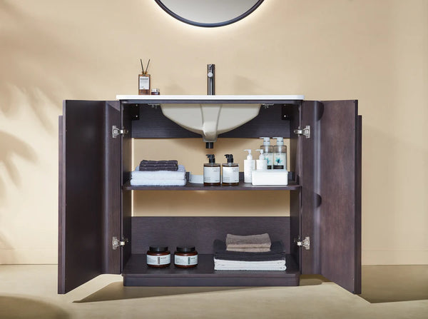 PARMA 36” NATURAL/ESPRESSO OAK TEAK BATHROOM VANITY