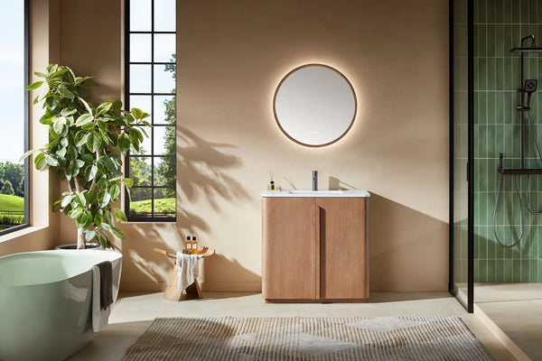 PARMA 36” NATURAL/ESPRESSO OAK TEAK BATHROOM VANITY