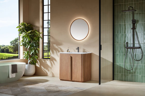 PARMA 36” NATURAL/ESPRESSO OAK TEAK BATHROOM VANITY