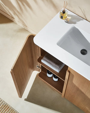 PARMA 36” NATURAL/ESPRESSO OAK TEAK BATHROOM VANITY