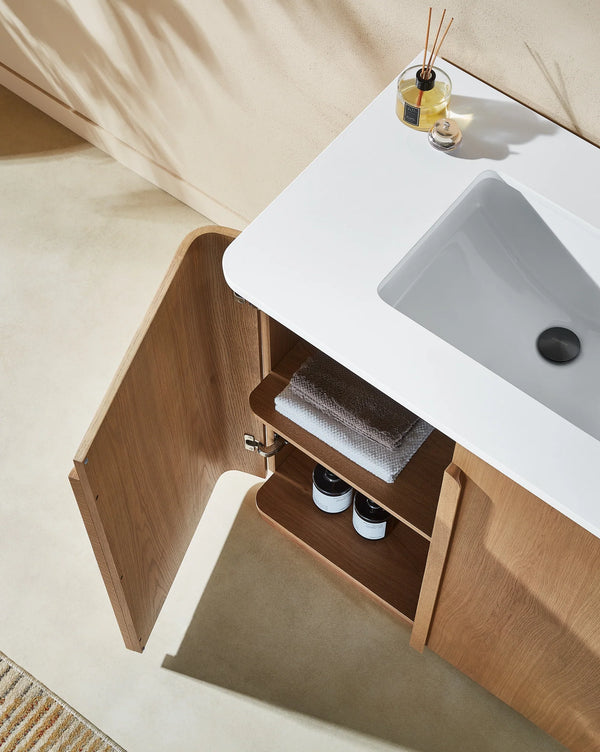 PARMA 36” NATURAL/ESPRESSO OAK TEAK BATHROOM VANITY