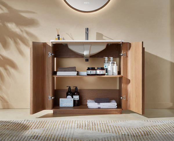 PARMA 36” NATURAL/ESPRESSO OAK TEAK BATHROOM VANITY