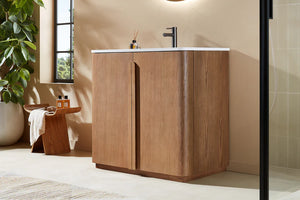 PARMA 36” NATURAL/ESPRESSO OAK TEAK BATHROOM VANITY