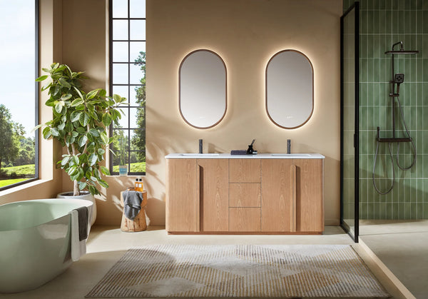 PARMA 72” NATURAL TEAK/ ESPRESSO OAK BATHROOM VANITY