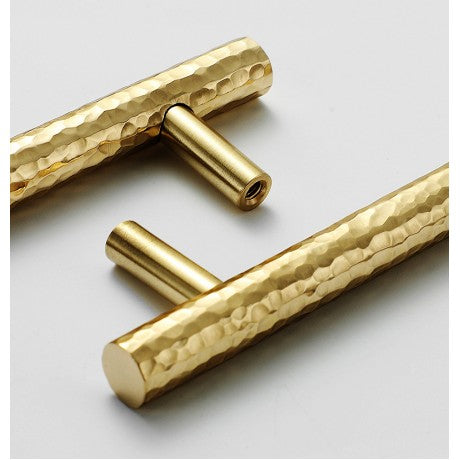 Hammered Brass Cabinet Handle – Solid T-Bar Pull