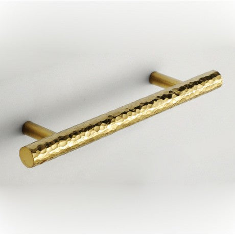 Hammered Brass Cabinet Handle – Solid T-Bar Pull