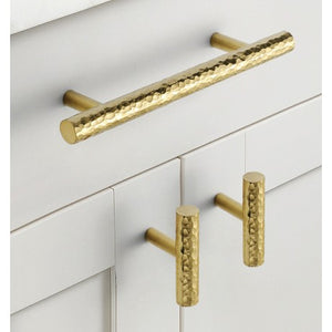Hammered Brass Cabinet Handle – Solid T-Bar Pull