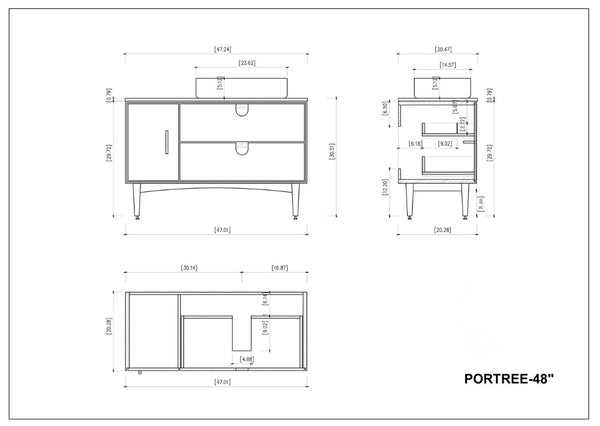 PORTREE 48” WALNUT BATHROOM VANITY