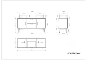 PORTREE 60” WALNUT BATHROOM VANITY