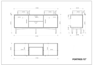 PORTREE 72” WALNUT BATHROOM VANITY