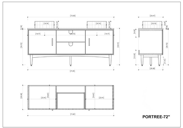 PORTREE 72” WALNUT BATHROOM VANITY