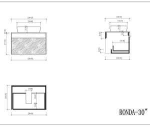 RONDA 30” SMOKE GRAY OAK BATHROOM VANITY