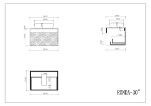 RONDA 30” DARK BLUE AND WALNUT BATHROOM VANITY