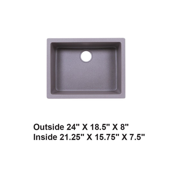 AD-GC48 Undermount Single Bowl Granite Composite Sink Gray