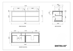 SINTRA 55” DARK WALNUT BATHROOM VANITY