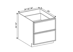 Slim Shaker White Two Drawer Base Cabinet