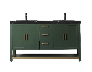 WINCHESTER 60” FOREST GREEN WITH BLACK COUNTERTOP BATHROOM VANITY