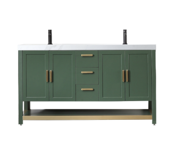 WINCHESTER 60” FOREST GREEN WITH WHITE COUNTERTOP BATHROOM VANITY