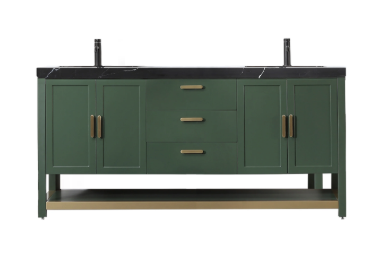 WINCHESTER 72” FOREST GREEN WITH BLACK COUNTERTOP BATHROOM VANITY