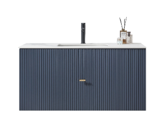 BARCELONA 42" DARK BLUE WITH WHITE COUNTERTOP BATHROOM VANITY
