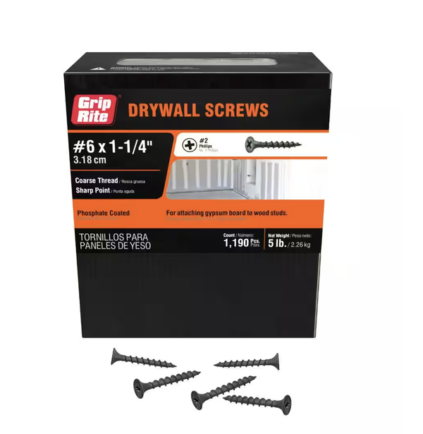 Phillips Bugle Head Coarse  Thread Sharp Point Drywall Screws