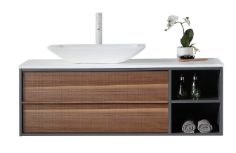 GOREME 48” WALNUT/DARK GRAY OAK BATHROOM VANITY