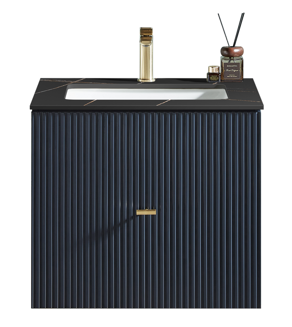 BARCELONA 24” DARK BLUE WITH BLACK COUNTERTOP BATHROOM VANITY