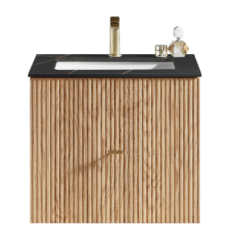 BARCELONA 24" BARCELONA 24” NATURAL OAK WITH BLACK COUNTERTOP BATHROOM VANITY