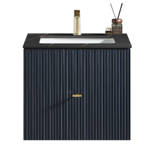 BARCELONA 30" DARK BLUE WITH BLACK COUNTERTOP BATHROOM VANITY