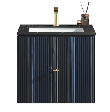 BARCELONA 60" DARK BLUE WITH BLACK COUNTERTOP BATHROOM VANITY