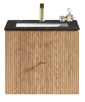 BARCELONA 30" NATURAL OAK WITH BLACK COUNTERTOP BATHROOM VANITY