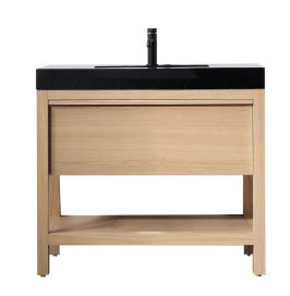 BIBURY 36” WHITEWASH OAK BATHROOM VANITY