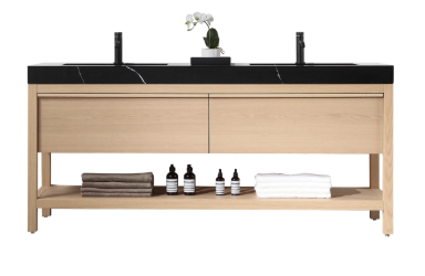 BIBURY 72" WHITEWASH OAK BATHROOM VANITY