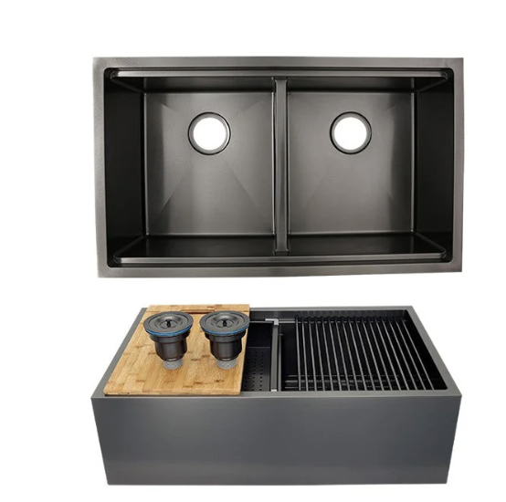 AD-F3219DBK-Workstation Stainless Steel Sink